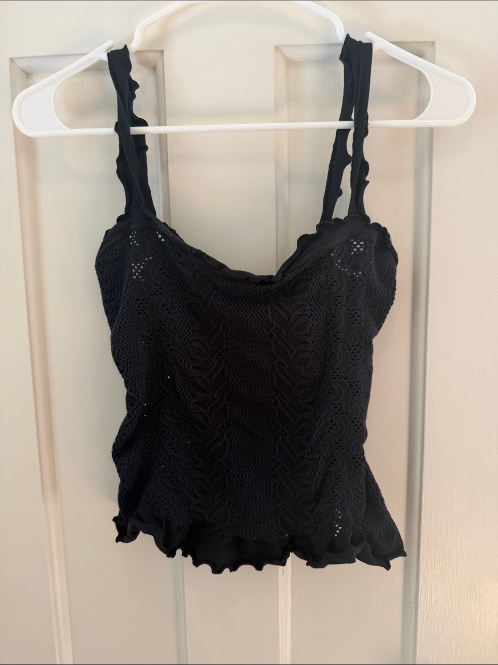 NWT Free People Black Crochet Camisole Tank Top M/L